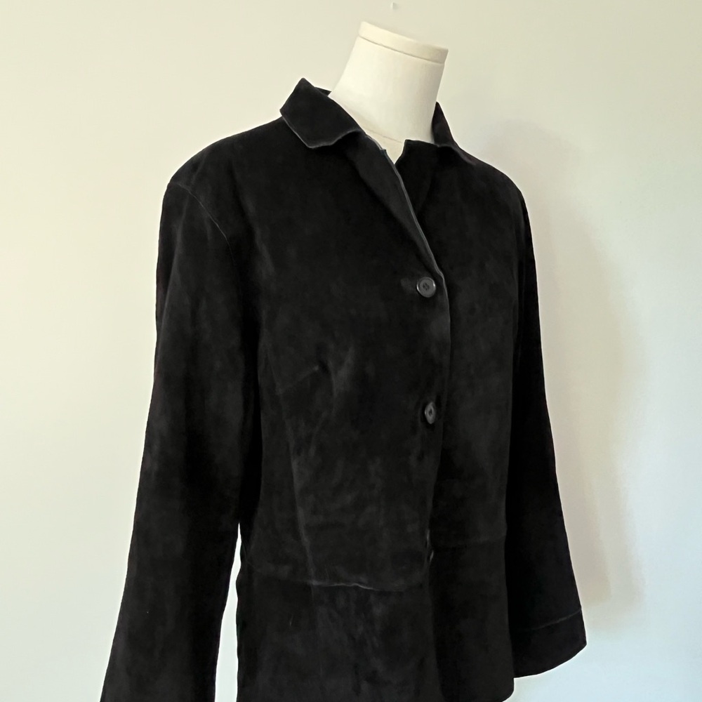 Black Suede Button-Front Jacket - image 3